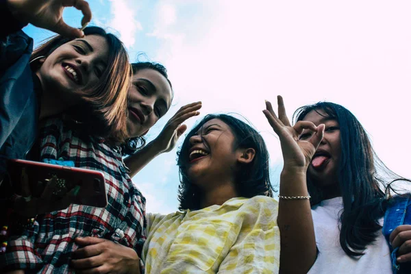 Pokhara Nepal October 2018 Portrait Teens Having Fun Taking Photos — Foto Stock