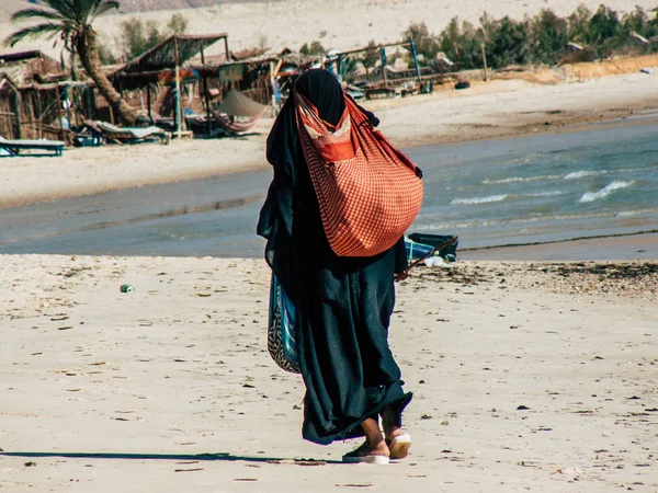 Egipt Synaju Października 2018 Widok Arabian Woman Dress Burka Torbę — Zdjęcie stockowe
