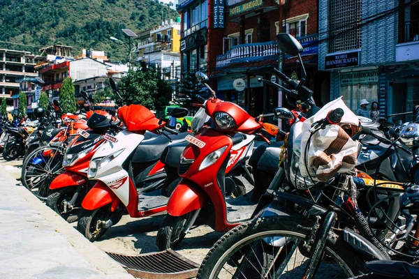 Pokhara Nepal Oktober 2018 Blick Auf Ein Motorrad Der Hauptstraße — Stockfoto