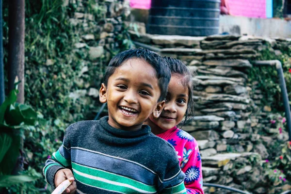 Bandipur Nepal Octubre 2018 Primeros Planos Niños Pequeños Jugando Divirtiéndose — Foto de Stock