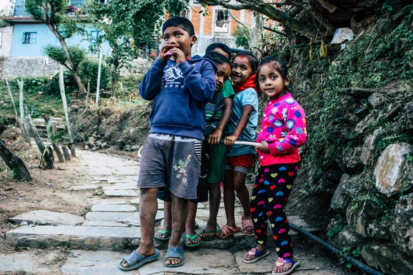 Bandipur Nepal Outubro 2018 Fechar Crianças Brincando Divertindo Juntas Bandipur — Fotografia de Stock