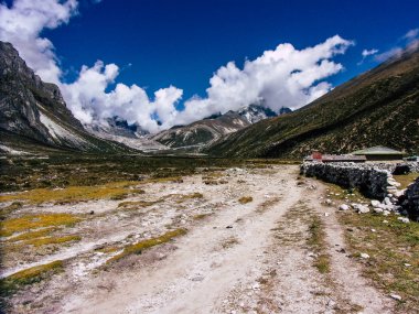 Everest Nepal 30 Eylül 2018 görünümü Nepal Everest Saha Kampı yolunu ve peyzaj