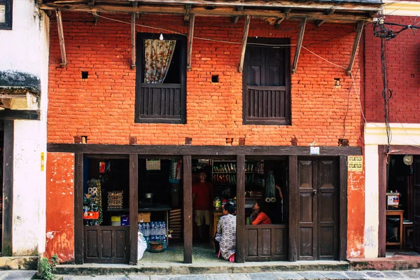 本迪布尔尼泊尔 2018年10月17日 Nerwar 位于本迪布尔的主要街道上的一个传统的房子的门面视图 — 图库照片