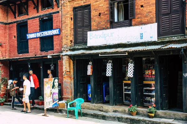 本迪布尔尼泊尔 2018年10月17日 Nerwar 位于本迪布尔的主要街道上的一个传统的房子的门面视图 — 图库照片