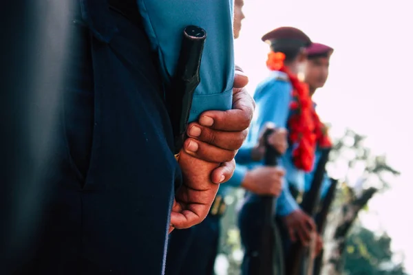 Bandipur Nepálu Října 2018 Pohled Neznámých Policistů Vojáků Účastní Přední — Stock fotografie