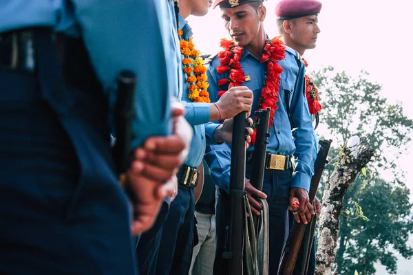 Bandipur Nepal Oktober 2018 Visa Okänd Poliser Och Soldater Som — Stockfoto