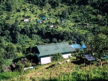 Everest Nepal 30 Eylül 2018 görüntülemek manzara ve herhangi bir zamanda Saha Kampı giderken, trek Nepal'de
