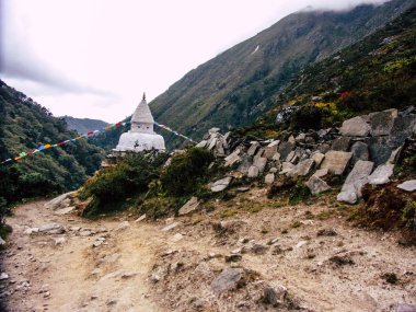 Everest Nepal 30 Eylül 2018 görüntülemek manzara ve herhangi bir zamanda Saha Kampı giderken, trek Nepal'de
