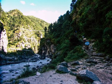 Everest Nepal 30 Eylül 2018 görüntülemek manzara ve herhangi bir zamanda Saha Kampı giderken, trek Nepal'de
