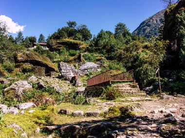 Everest Nepal 30 Eylül 2018 görüntülemek manzara ve herhangi bir zamanda Saha Kampı giderken, trek Nepal'de