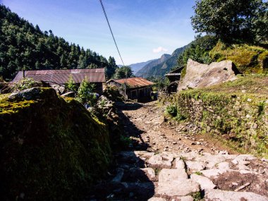 Everest Nepal 30 Eylül 2018 görüntülemek manzara ve herhangi bir zamanda Saha Kampı giderken, trek Nepal'de