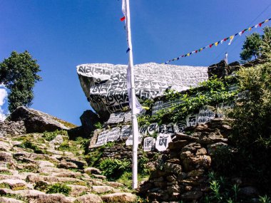Everest Nepal 30 Eylül 2018 görüntülemek manzara ve herhangi bir zamanda Saha Kampı giderken, trek Nepal'de