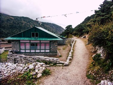 Everest Nepal 30 Eylül 2018 görüntülemek manzara ve herhangi bir zamanda Saha Kampı giderken, trek Nepal'de