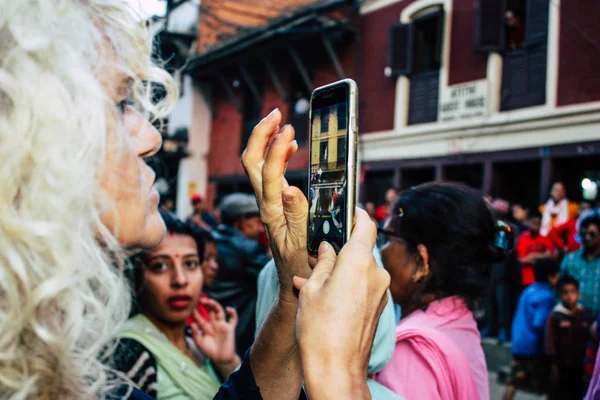 Bandipur Nepal Października 2018 Zbliżenie Nieznanych Ludzi Biorąc Zdjęcie Podczas — Zdjęcie stockowe