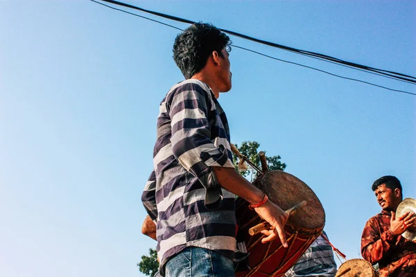 Bandipur Nepal Oktober 2018 Weergave Van Een Onbekenden Muzikanten Spelen — Stockfoto
