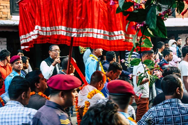 Бандипур Непал Октябрь 2018 Вид Индуистской Религиозной Процессии Главной Улице — стоковое фото