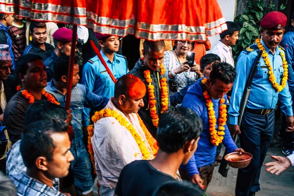 Bandipur Nepal Oktober 2018 Hinduisk Religiös Procession Den Huvudsakliga Gatan — Stockfoto