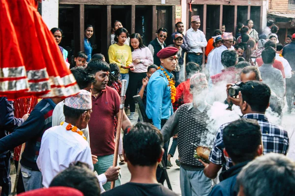 Bandipur Nepál Október 2018 Ban Kilátás Nyílik Hindu Vallási Körmenet — Stock Fotó
