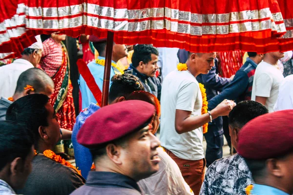 Bandipur Népal Octobre 2018 Vue Une Procession Religieuse Hindoue Dans — Photo