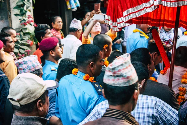 Bandipur Nepal Outubro 2018 Vista Uma Procissão Religiosa Hindu Rua — Fotografia de Stock