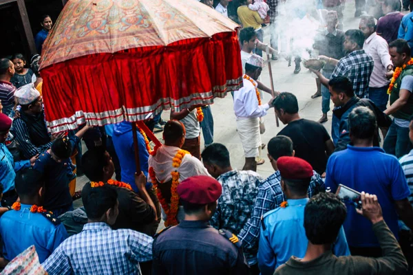 Bandipur Népal Octobre 2018 Vue Une Procession Religieuse Hindoue Dans — Photo