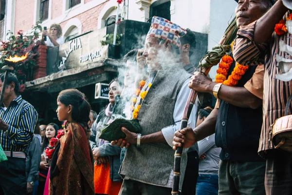 Bandipur Nepal Października 2018 Widok Ludzi Niewiadomych Uczestniczyć Hinduskiej Ceremonii — Zdjęcie stockowe