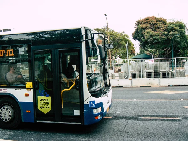 Tel Aviv Israel Octubre 2018 Vista Del Autobús Urbano Tradicional —  Fotos de Stock