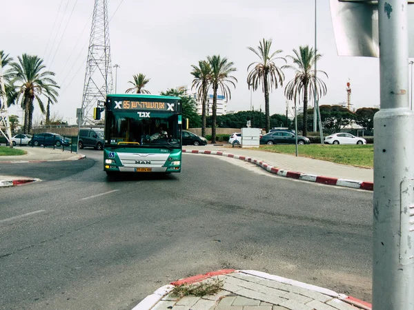 Tel Aviv Israel Octubre 2018 Vista Del Autobús Urbano Tradicional — Foto de Stock