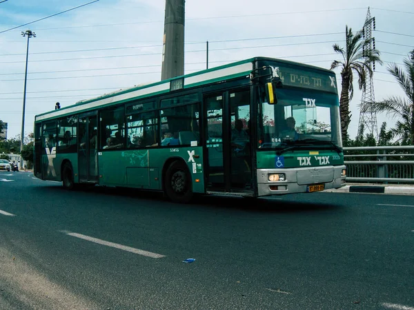 Tel Aviv Israel Octubre 2018 Vista Del Autobús Urbano Tradicional —  Fotos de Stock