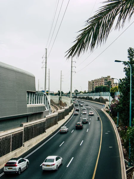 Tel Aviv Izrael Października 2018 Widok Ruchu Krążenie Szosie Tel — Zdjęcie stockowe