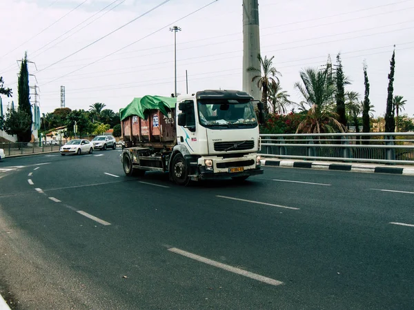 Tel Aviv Izrael Października 2018 Widok Samochodu Ciężarowego Ulicach Miasta — Zdjęcie stockowe
