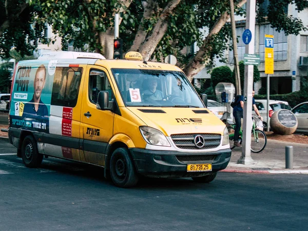 Tel Aviv Israel Octubre 2018 Vista Taxi Tradicional Israelí Calle — Foto de Stock