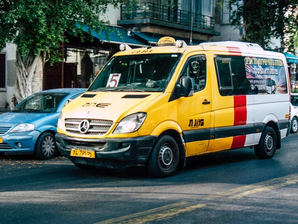 Tel Aviv Israel October 2018 View Traditional Israeli Taxi Street — Stock Photo, Image