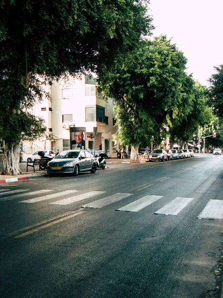 Tel Aviv Israel Outubro 2018 Vista Circulação Tráfego Nas Ruas — Fotografia de Stock