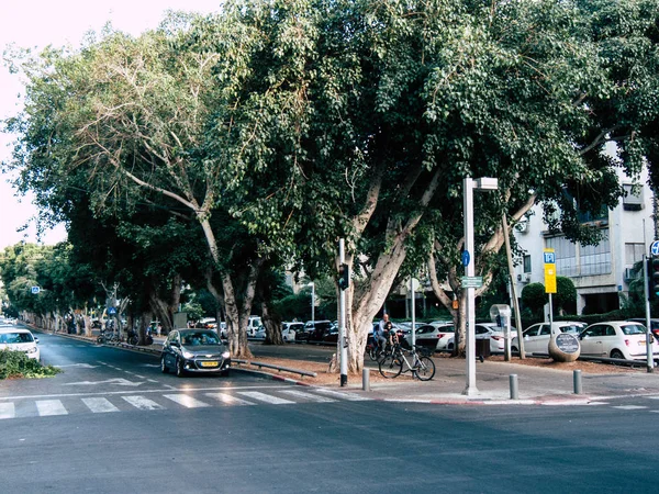 Тель Авив Израиль Октябрь 2018 Вид Движение Транспорта Улицах Тель — стоковое фото