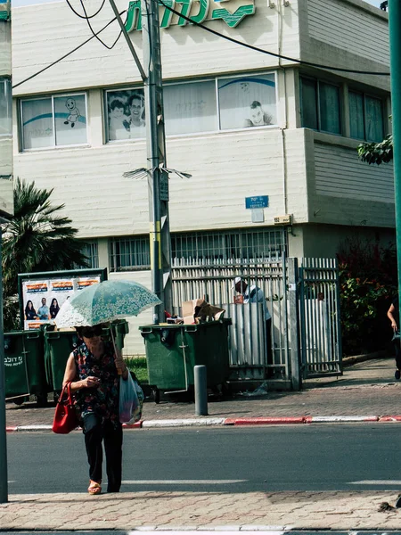 Tel Aviv Israël Oktober 2018 Weergave Van Onbekende Mensen Lopen — Stockfoto