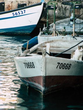 Tel Aviv Yafo İsrail 25 Ekim 2018 görünümü eski Jaffa teknelerin liman, bir öğleden sonra Tel Aviv'ın güneyinde bulunan dünyanın en eski bilinen limanları