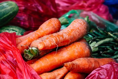 Katmandu Nepal 27 Ekim 2018 havuç Closeup satılan Katmandu piyasada öğleden sonra