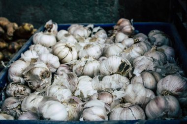 Katmandu Nepal 27 Ekim 2018 sarımsak Closeup satılan Katmandu piyasada öğleden sonra