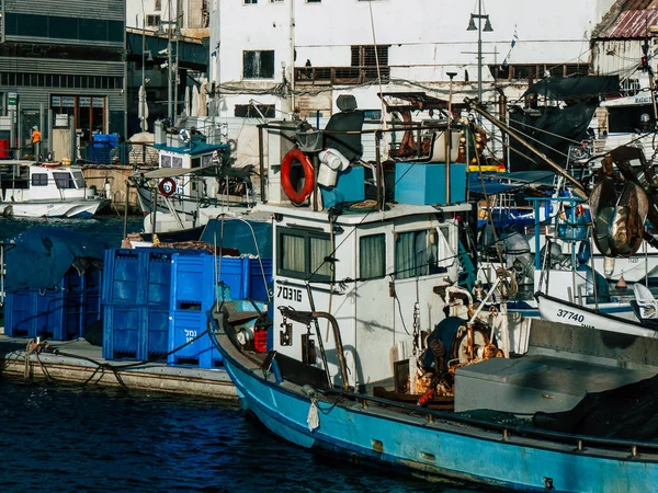 Tel Aviv Yafo Israel Oktober 2018 Visa Fiskebåtar Den Gamla — Stockfoto