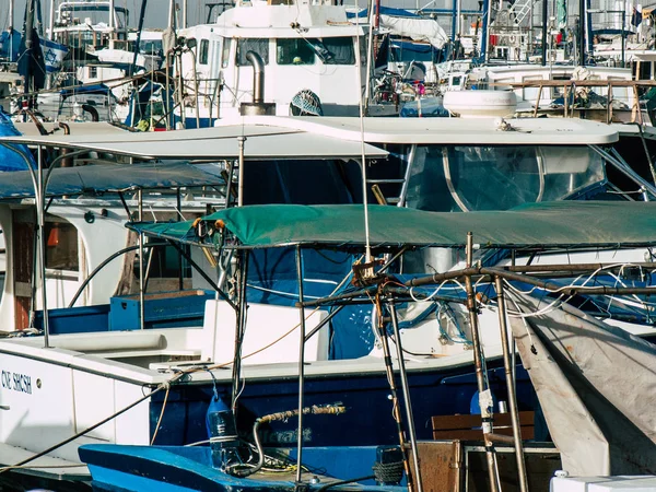 Tel Aviv Yafo Israel Outubro 2018 Vista Barcos Pesca Porto — Fotografia de Stock