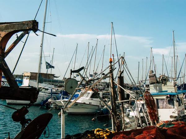 Tel Aviv Yafo Israel Octubre 2018 Vista Barcos Antiguo Puerto — Foto de Stock