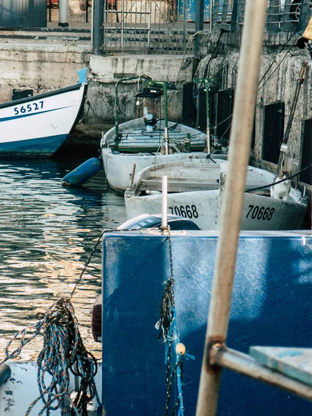 Tel Aviv Yafo Israel Octubre 2018 Vista Barcos Antiguo Puerto — Foto de Stock