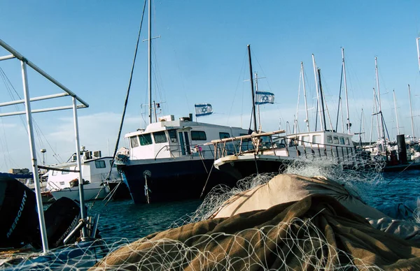 Тель Авів Ізраїль Yafo Жовтня 2018 Подання Човна Старому Jaffa — стокове фото