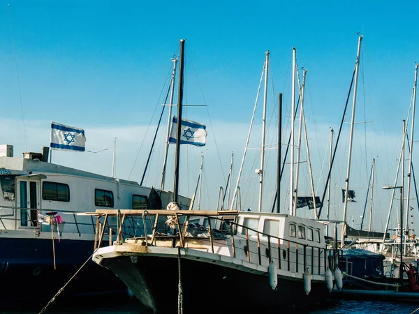Tel Aviv Yafo Izrael Október 2018 Nézet Hajók Old Jaffa — Stock Fotó
