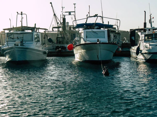 เทลอาว Yafo สราเอล ลาคม 2018 มมองของเร อในท าเร อจาฟฟาเก งในท — ภาพถ่ายสต็อก