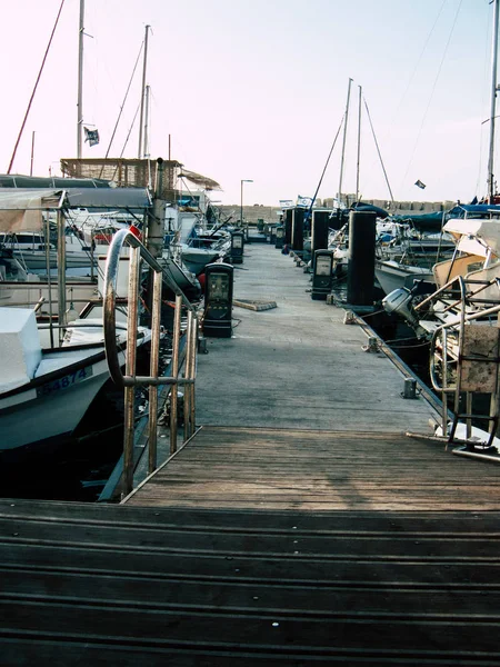 Tel Aviv Yafo Israel Octubre 2018 Vista Barcos Antiguo Puerto — Foto de Stock