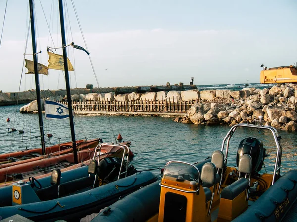 Tel Aviv Yafo Izrael Října 2018 Zobrazení Lodí Old Jaffa — Stock fotografie