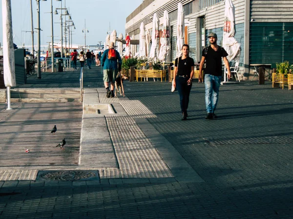 Tel Aviv Yafo Israel Outubro 2018 Vista Pessoas Desconhecidas Caminhando — Fotografia de Stock