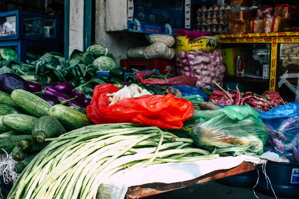 Katmandú Nepal Octubre 2018 Primer Plano Varias Verduras Vendidas Mercado — Foto de Stock